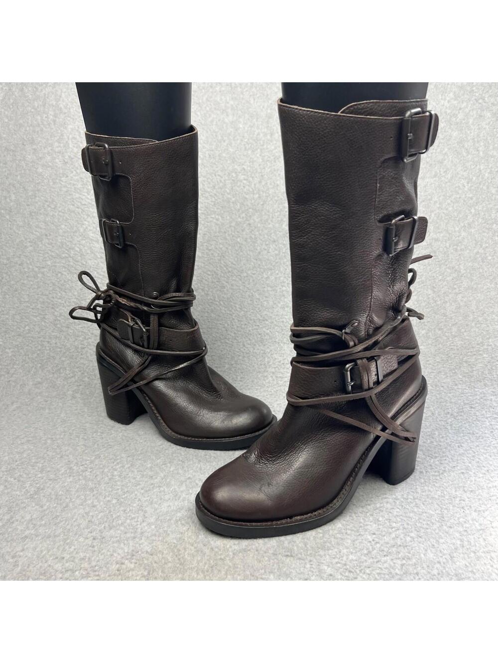 Vince Camuto Womens Leather Skylas Boots 9.5 Moto Biker Western Cowboy Brown